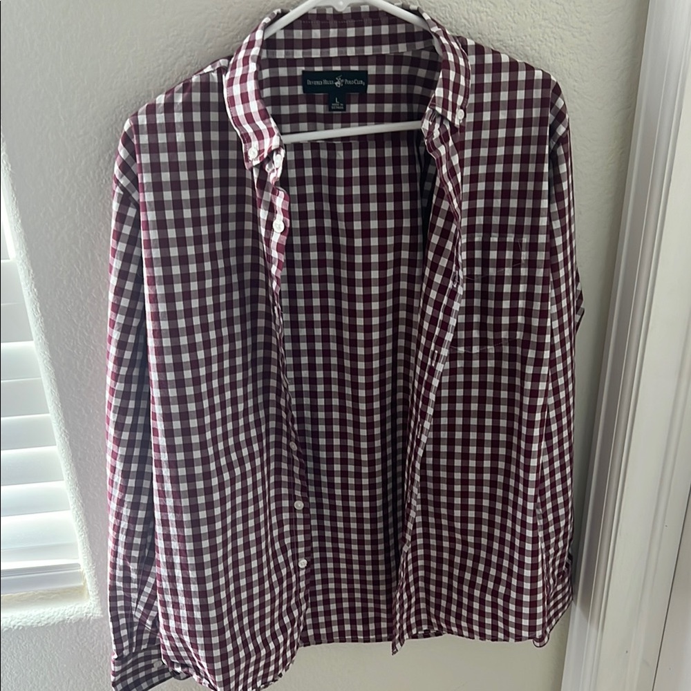 Beverly Hills Polo Club - Burgundy Checkered Men's Shirt